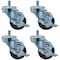 Bk Resources 3-in Threaded Stem Casters, Gray Rubber Wheels, Brake, 300lb Cap, Oil/Grease/Water Resistant, 4PK 3SBR-4ST-GR-PS4 - alternate 1